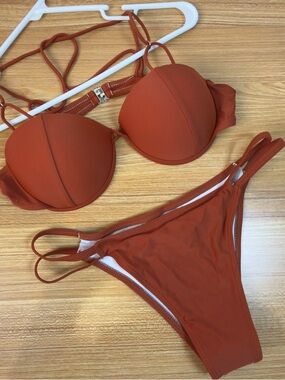 Rust Orange Strappy Bikini Top